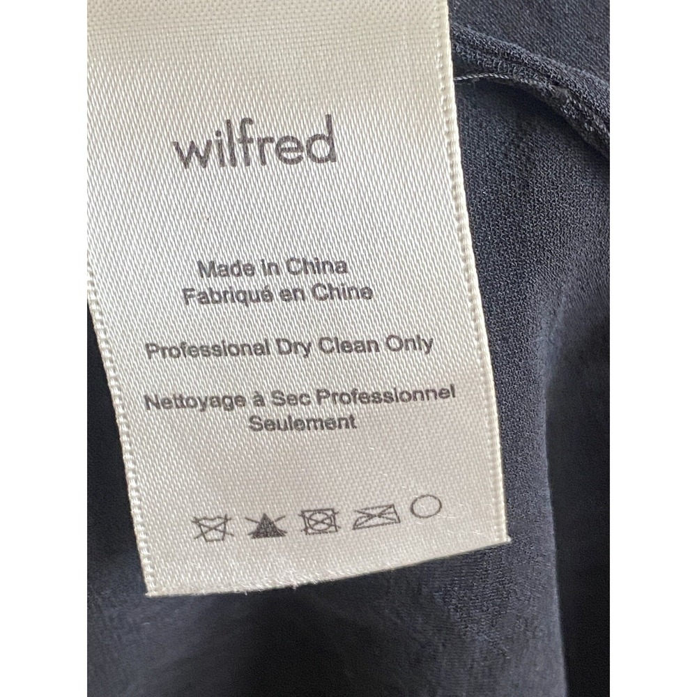 Wilfred Mini Dress Womens M Black 100% Silk Long Sleeve Button Career LBD - Picture 9 of 10